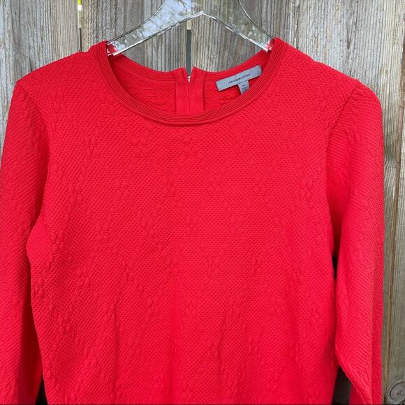 Classiques Entier Sweater Red Textured Stretch Partial Back Zip NWT XS Holiday - Picture 3 of 10